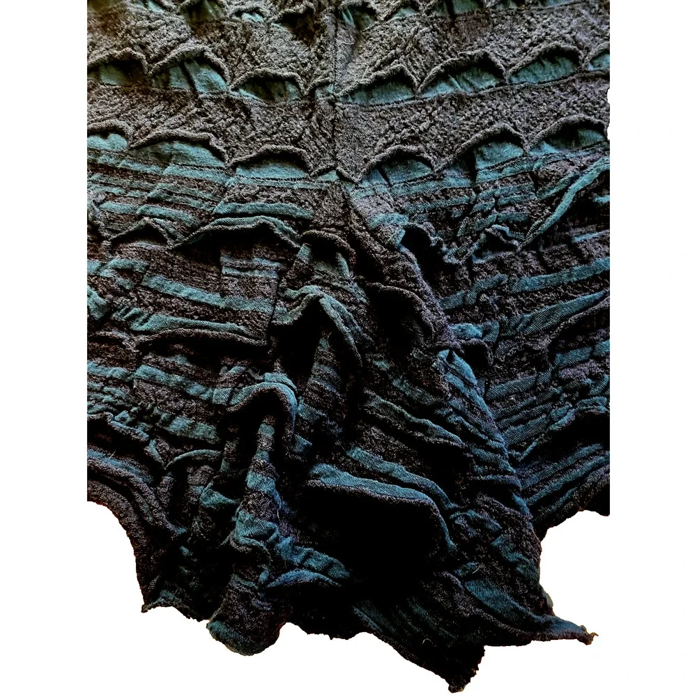 BABETTE SF Unique Wool Cotton Lace Skirt - Tiered Art to Wear Black / Green XS